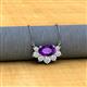 2 - Bellezza 5x3 mm Oval Shape Amethyst and Round Diamond Half Halo Pendant Necklace 