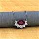 2 - Bellezza 5x3 mm Oval Shape Rhodolite Garnet and Round Diamond Half Halo Pendant Necklace 