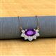 2 - Bellezza 5x3 mm Oval Shape Amethyst and Round Diamond Half Halo Pendant Necklace 