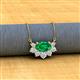 2 - Bellezza 5x3 mm Oval Shape Emerald and Round Diamond Half Halo Pendant Necklace 