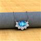 2 - Bellezza 5x3 mm Oval Shape Blue Topaz and Round Diamond Half Halo Pendant Necklace 