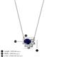 3 - Bellezza 5x3 mm Oval Shape Blue Sapphire and Round Diamond Half Halo Pendant Necklace 