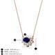 3 - Bellezza 5x3 mm Oval Shape Blue Sapphire and Round Diamond Half Halo Pendant Necklace 