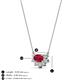 3 - Bellezza 5x3 mm Oval Shape Ruby and Round Diamond Half Halo Pendant Necklace 