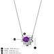 3 - Bellezza 5x3 mm Oval Shape Amethyst and Round Diamond Half Halo Pendant Necklace 