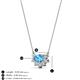 3 - Bellezza 5x3 mm Oval Shape Blue Topaz and Round Diamond Half Halo Pendant Necklace 