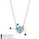 3 - Bellezza 5x3 mm Oval Shape Blue Topaz and Round Diamond Half Halo Pendant Necklace 