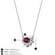 3 - Bellezza 5x3 mm Oval Shape Rhodolite Garnet and Round Diamond Half Halo Pendant Necklace 