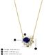 3 - Bellezza 5x3 mm Oval Shape Blue Sapphire and Round Diamond Half Halo Pendant Necklace 