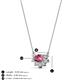 3 - Bellezza 5x3 mm Oval Shape Pink Tourmaline and Round Diamond Half Halo Pendant Necklace 