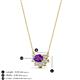3 - Bellezza 5x3 mm Oval Shape Amethyst and Round Diamond Half Halo Pendant Necklace 