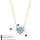 3 - Bellezza 5x3 mm Oval Shape Blue Topaz and Round Diamond Half Halo Pendant Necklace 