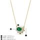 3 - Bellezza 5x3 mm Oval Shape Emerald and Round Diamond Half Halo Pendant Necklace 