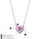 3 - Bellezza 5x3 mm Oval Shape Pink Sapphire and Round Diamond Half Halo Pendant Necklace 