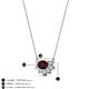 3 - Bellezza 5x3 mm Oval Shape Red Garnet and Round Diamond Half Halo Pendant Necklace 