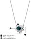 3 - Bellezza 5x3 mm Oval Shape London Blue Topaz and Round Diamond Half Halo Pendant Necklace 