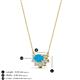 3 - Bellezza 5x3 mm Oval Shape Turquoise and Round Diamond Half Halo Pendant Necklace 