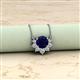 2 - Bellezza 4.50 mm Round Blue Sapphire and Diamond Half Halo Pendant Necklace 