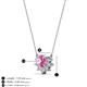 3 - Bellezza 4.50 mm Round Pink Sapphire and Diamond Half Halo Pendant Necklace 