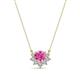 1 - Bellezza 4.50 mm Round Pink Sapphire and Diamond Half Halo Pendant Necklace 
