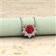 2 - Bellezza 4.50 mm Round Ruby and Diamond Half Halo Pendant Necklace 