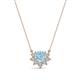 1 - Bellezza 4.50 mm Round Aquamarine and Diamond Half Halo Pendant Necklace 