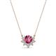 1 - Bellezza 4.50 mm Round Pink Tourmaline and Diamond Half Halo Pendant Necklace 