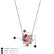 3 - Bellezza 4.50 mm Round Pink Tourmaline and Diamond Half Halo Pendant Necklace 
