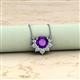 2 - Bellezza 4.50 mm Round Amethyst and Diamond Half Halo Pendant Necklace 