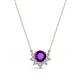 1 - Bellezza 4.50 mm Round Amethyst and Diamond Half Halo Pendant Necklace 