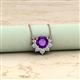 2 - Bellezza 4.50 mm Round Amethyst and Diamond Half Halo Pendant Necklace 