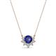 1 - Bellezza 4.50 mm Round Iolite and Diamond Half Halo Pendant Necklace 