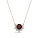 1 - Bellezza 4.50 mm Round Red Garnet and Diamond Half Halo Pendant Necklace 