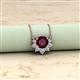 2 - Bellezza 4.50 mm Round Rhodolite Garnet and Diamond Half Halo Pendant Necklace 