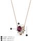 3 - Bellezza 4.50 mm Round Rhodolite Garnet and Diamond Half Halo Pendant Necklace 