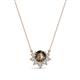 1 - Bellezza 4.50 mm Round Smoky Quartz and Diamond Half Halo Pendant Necklace 