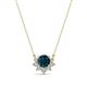 1 - Bellezza 4.50 mm Round London Blue Topaz and Diamond Half Halo Pendant Necklace 
