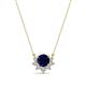1 - Bellezza 4.50 mm Round Blue Sapphire and Diamond Half Halo Pendant Necklace 