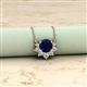 2 - Bellezza 4.50 mm Round Blue Sapphire and Diamond Half Halo Pendant Necklace 