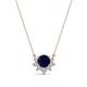 1 - Bellezza 4.50 mm Round Blue Sapphire and Diamond Half Halo Pendant Necklace 