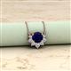 2 - Bellezza 4.50 mm Round Blue Sapphire and Diamond Half Halo Pendant Necklace 
