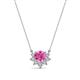 1 - Bellezza 4.50 mm Round Pink Sapphire and Diamond Half Halo Pendant Necklace 