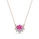 1 - Bellezza 4.50 mm Round Pink Sapphire and Diamond Half Halo Pendant Necklace 