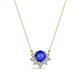 1 - Bellezza 4.50 mm Round Tanzanite and Diamond Half Halo Pendant Necklace 