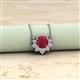 2 - Bellezza 4.50 mm Round Ruby and Diamond Half Halo Pendant Necklace 