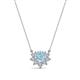 1 - Bellezza 4.50 mm Round Aquamarine and Diamond Half Halo Pendant Necklace 