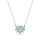 1 - Bellezza 4.50 mm Round Aquamarine and Diamond Half Halo Pendant Necklace 