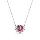 1 - Bellezza 4.50 mm Round Pink Tourmaline and Diamond Half Halo Pendant Necklace 