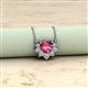 2 - Bellezza 4.50 mm Round Pink Tourmaline and Diamond Half Halo Pendant Necklace 
