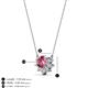 3 - Bellezza 4.50 mm Round Pink Tourmaline and Diamond Half Halo Pendant Necklace 